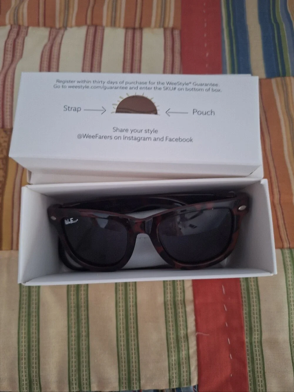 Wee Farer Polarized SunglassesW/Strap/Bag/Box- Tortoise Shell
